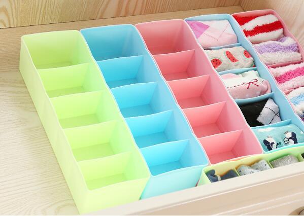 5 Cells Plastic Organizer Storage Box Used for Tie-up Bra Socks