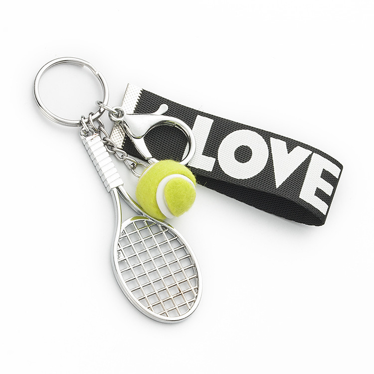 Cheap Tennis Racket and Plush Tennis Keychain with Strap