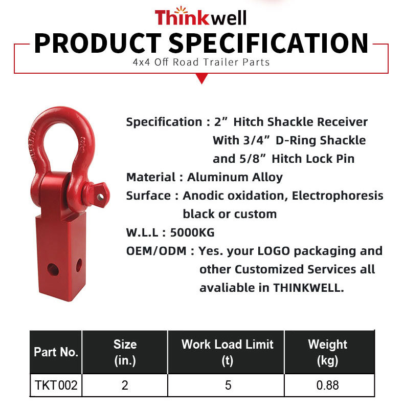 Forged 4*4 Aluminum Hitch Receiver with Tow Shackle
