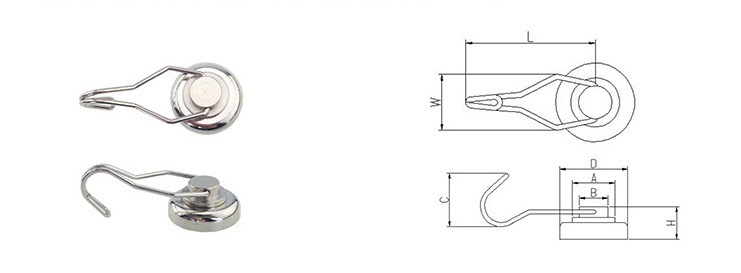 Neodymium Pot Magnet with Hook Strong Round Ceiling Magnet Hook for Sale