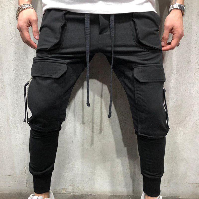 Solid Color Men Cotton Elastic Long Trousers Military Army Cargo Pants Men Leggings Cargo Pants