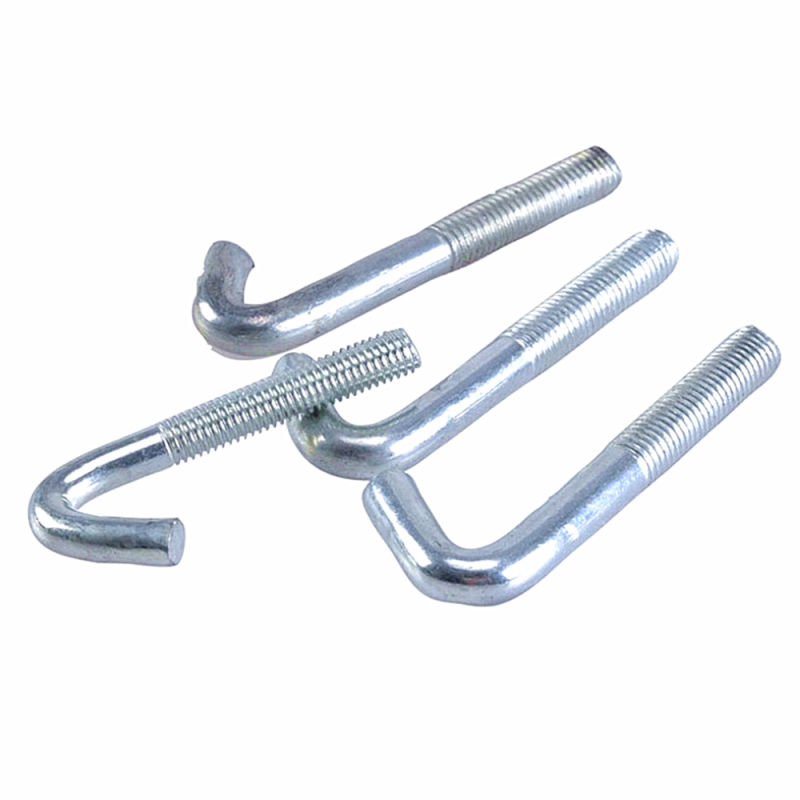 Custom Steel with Zinc Plated J Shape Hook Bolt, Hook Bolt with Nut