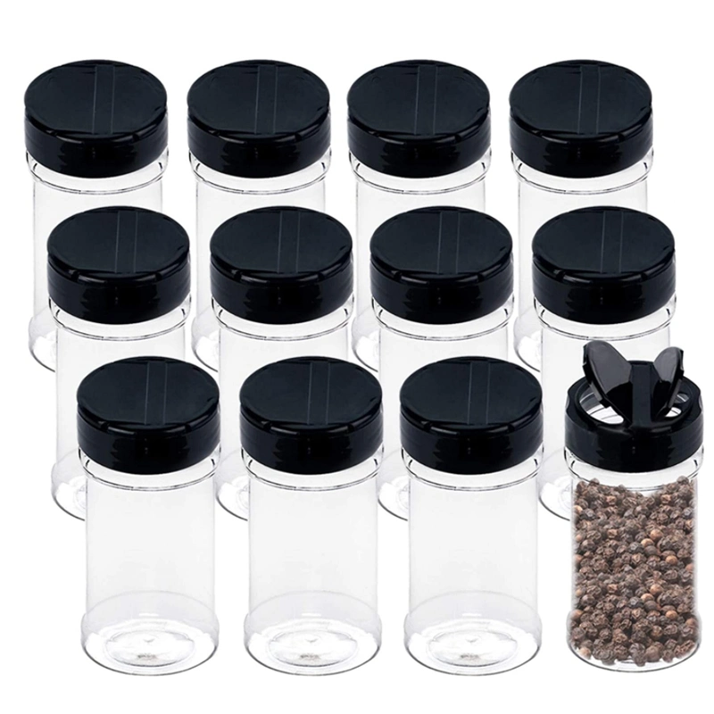 16 Pack 7oz Clear Plastic Spice Jars Storage Container Bottle Containers