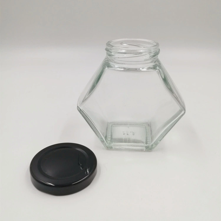 Food Packaging Shape Glass Jars with Black Lids for Jam