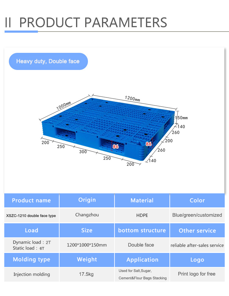 Beer/Water Bottles Plastic Pallet Double Sides Stackable Plastic Pallet