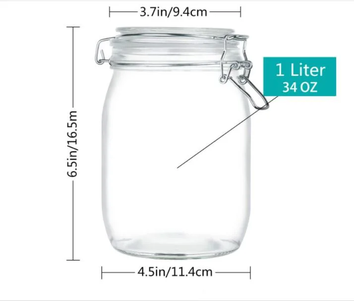Airtight Glass Jar with Clip Top Lid for Storing Jam