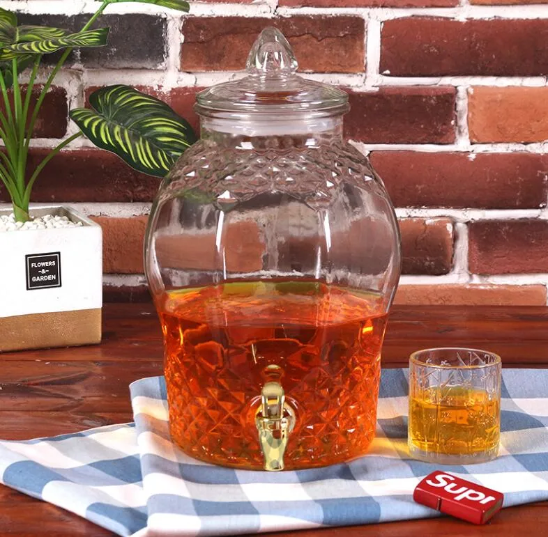 Factory Price Wholesale Custom Juice Glass Jar with Tap Glass Beverage Dispenser