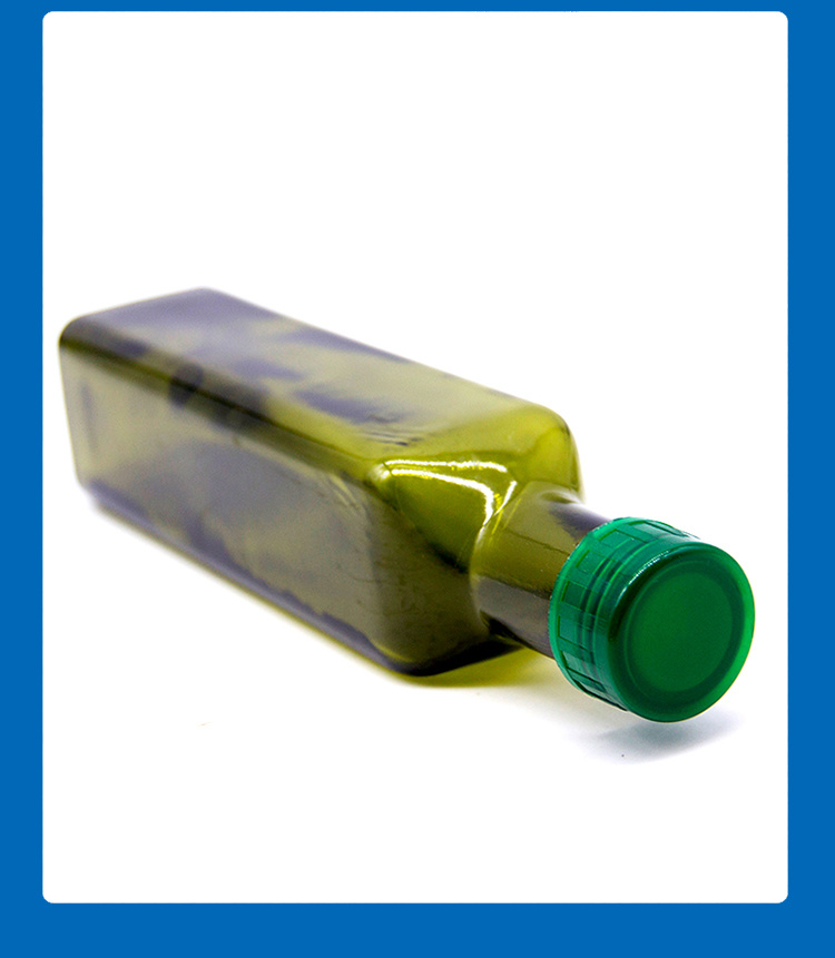 Empty Green Square 250ml Olive Oil Glass Bottles