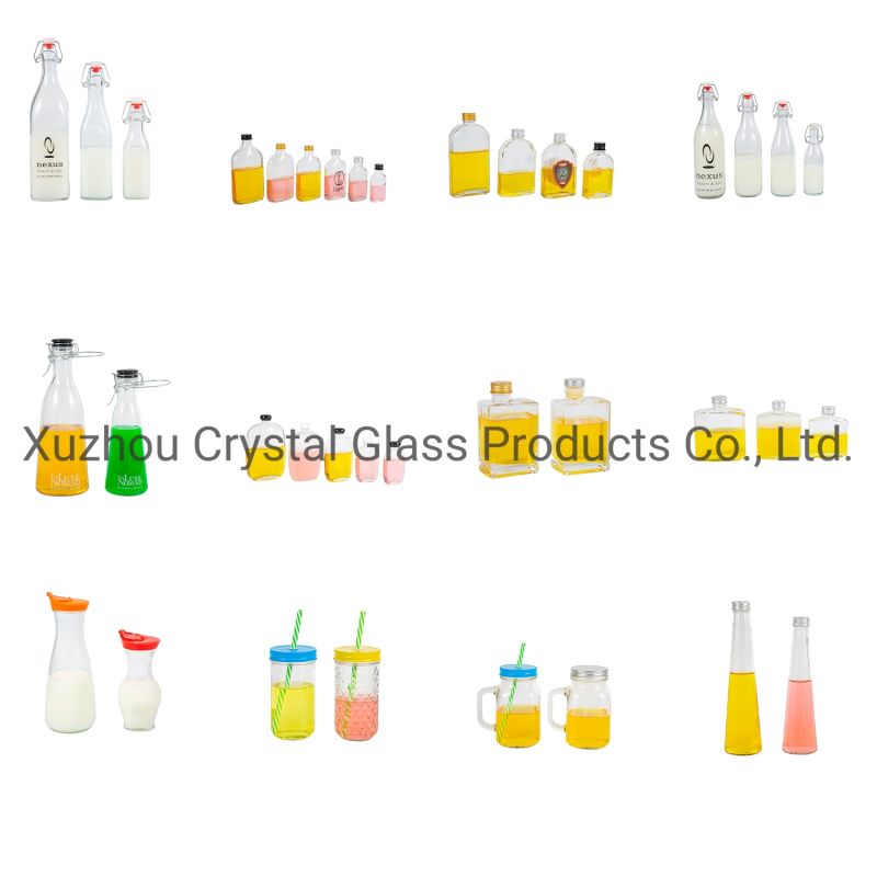 8 Oz Square Glass Bottle for Drink Clear Glass Material Juicer Bottle with Plastic Metal Lid