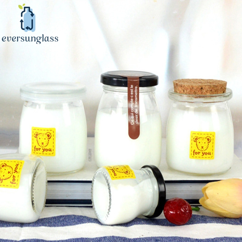 100ml Pudding Jar Honey Jar Yogurt Glass Jar with Plastic Lid