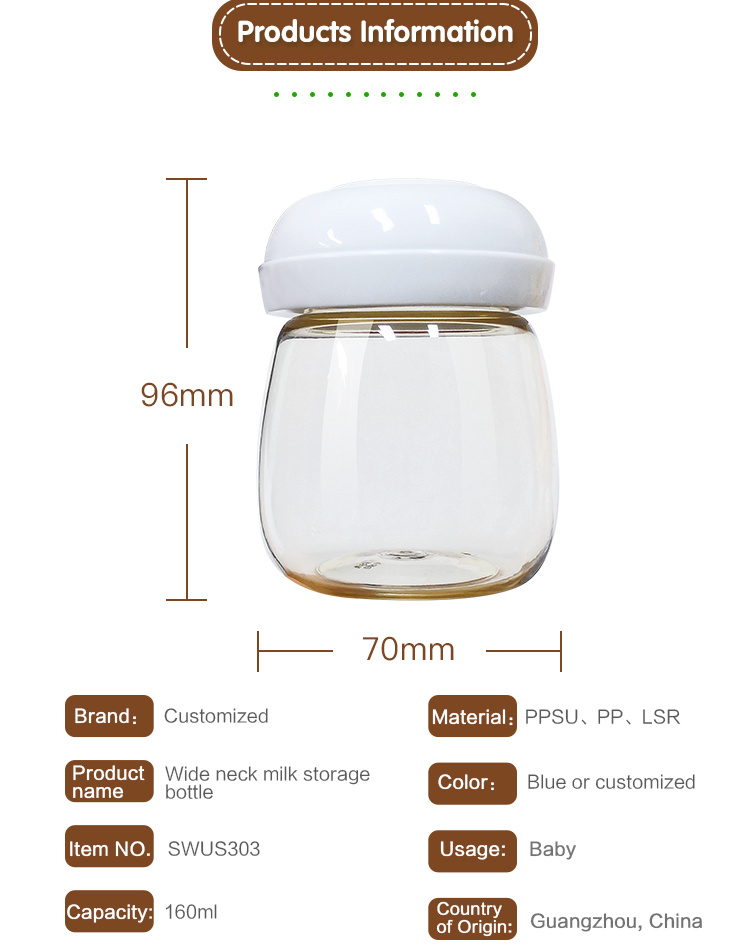 Plastic Breastmilk Storage Bottle Wide Neck Storage Bottle