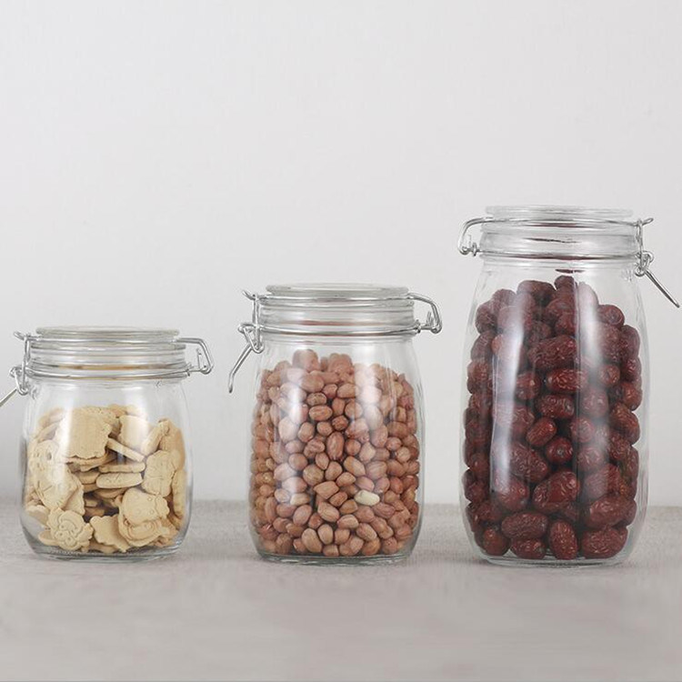 Food Storage Canister Airtight Round Glass Jar Pasta Glass Container