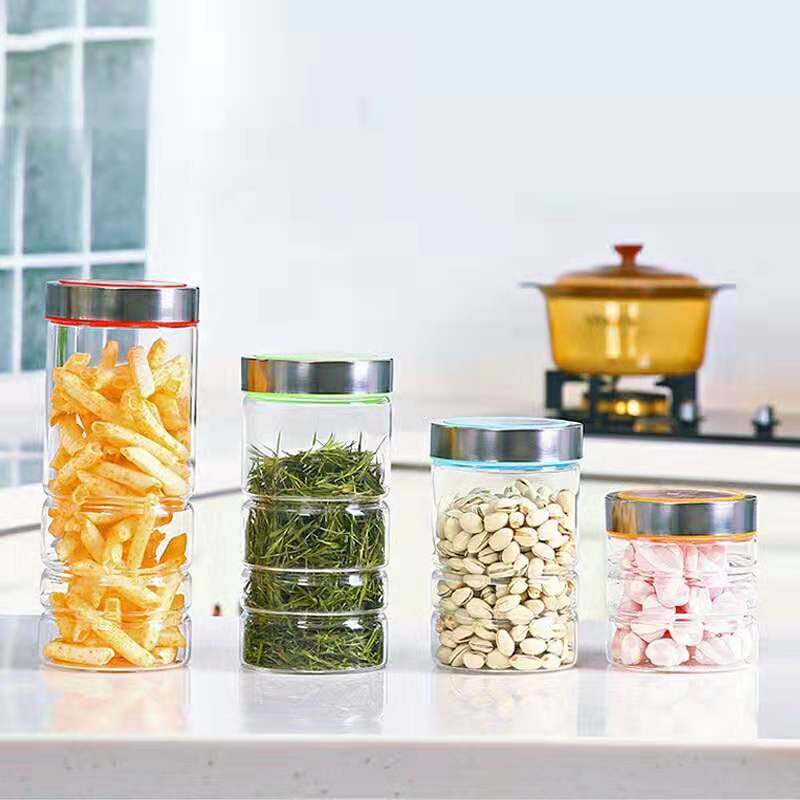 Transparent Glass Sealed Jar Food Storage Tank with Metal Lid