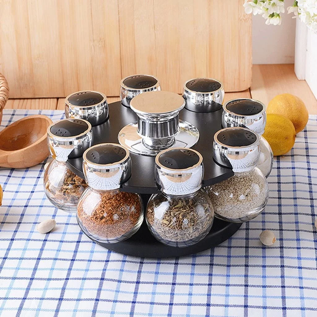 Rotating Glass Seasoning Bottle Glass Seasoning Jars for Household Kitchen Storage