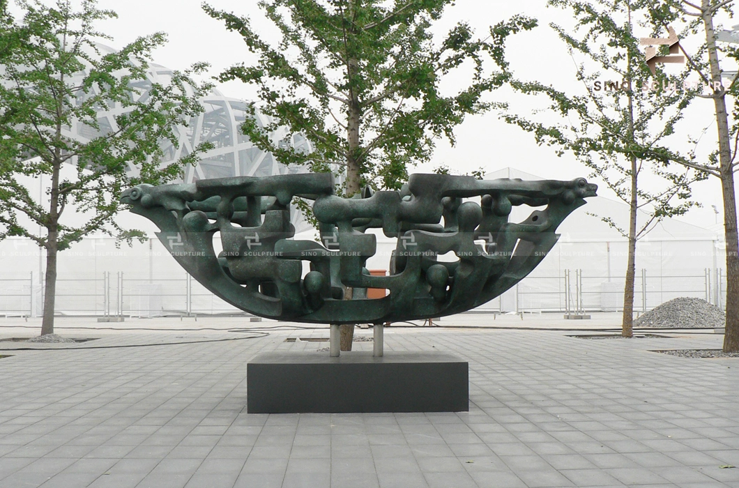 Modern Bronze Sculpture Surface Patina Located Bird's Nest in Beijing