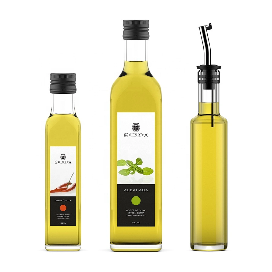 100ml 250ml 500ml 750ml 1L Clear Square Olive Oil Glass Bottle