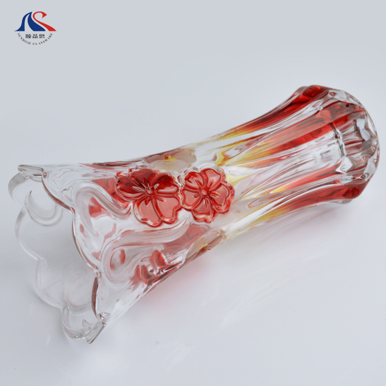 Stock Color Glass Decoration Transparent Colored Glass Vase