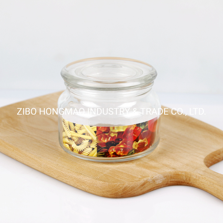 300ml 500ml 700ml Round Glass Storage Jars with Flat Lids