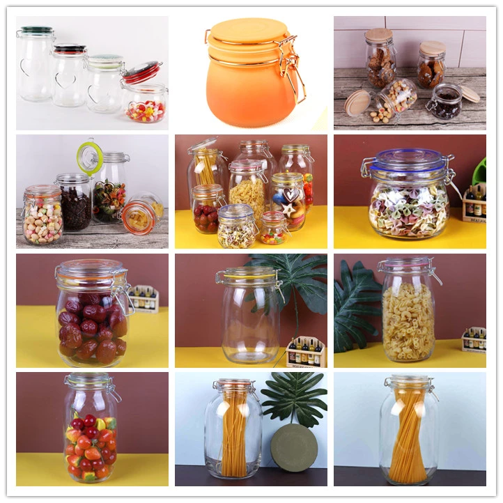 Hot Selling 500ml Round Shape Glass Jam Jars with Glass Airtight Lids