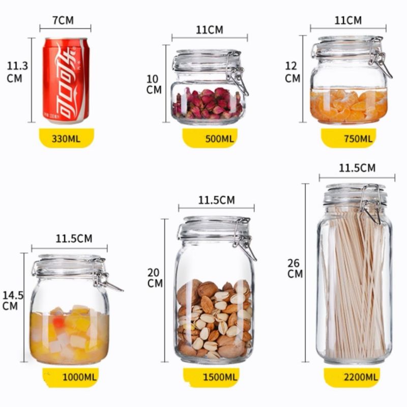 Wholesale Glassware Airtight Watertight Clasp Lid Glass Containers Jars in Bulk