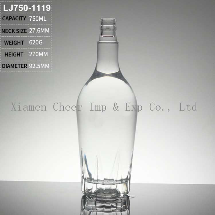 750ml Glass Round White Spirit Bottle