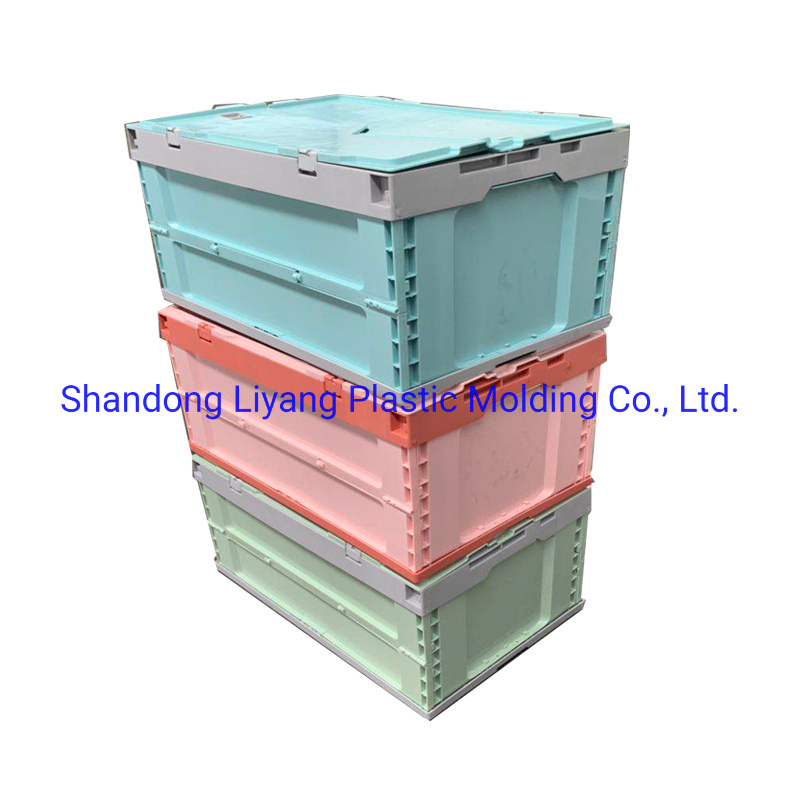 Folding Plastic Crate Collapsible Plastic Box with Cover