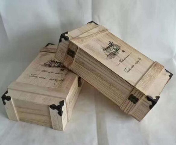 Square Shape Bottle Packaging Unfinished Pine Wooden Champagne Wine Boxes