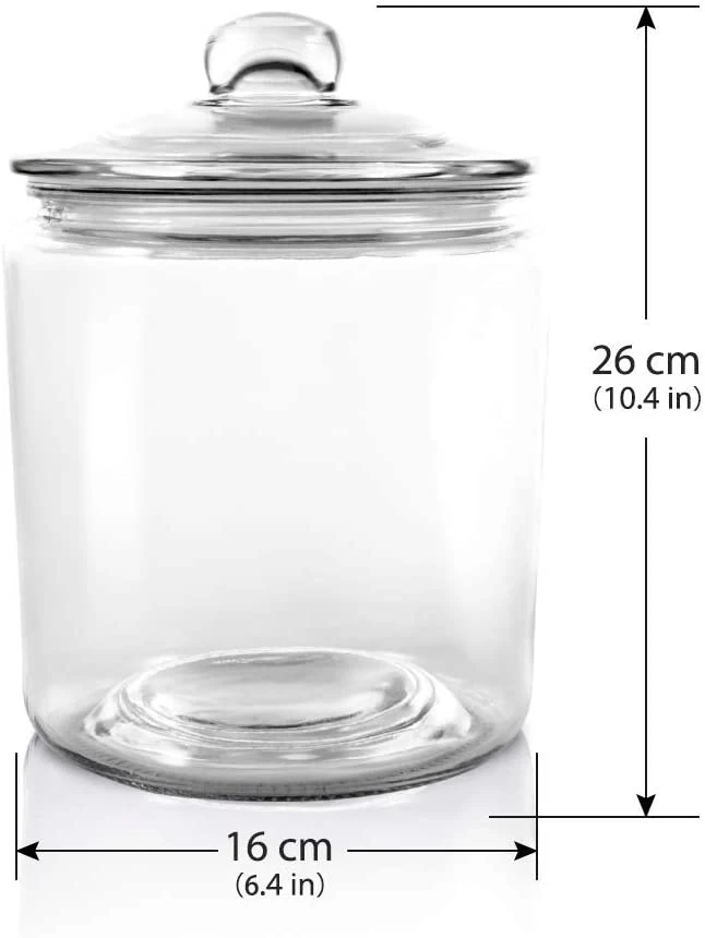 3.9L Glass Jar with Glass Lid Airtight Glass Storage Container for Food, Candy