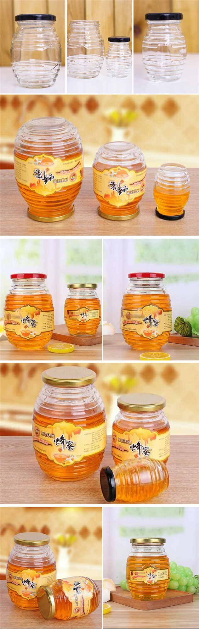 SGS Certificated Honeycomb Shape 100ml Honey Glass Jar