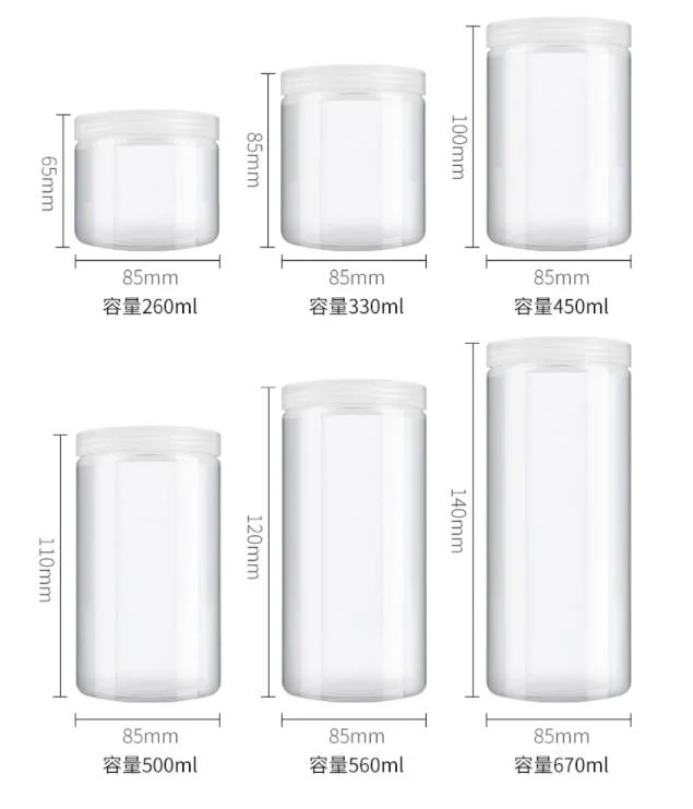 Best Selling Plastic Pet Jar Transparent Round Food Storage Jar with Aluminum Lid