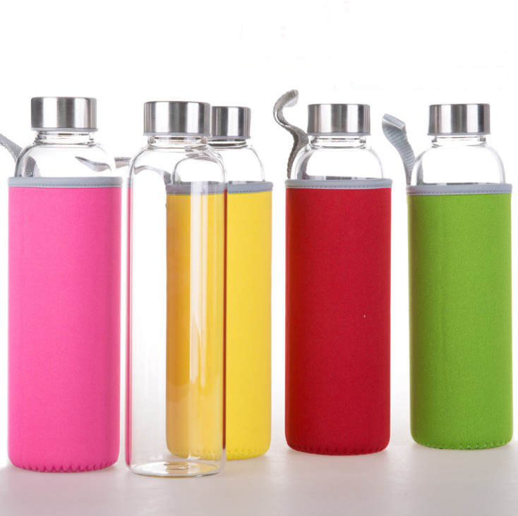 Clear Empty Glass Water Bottles Sports Drinking Bottle