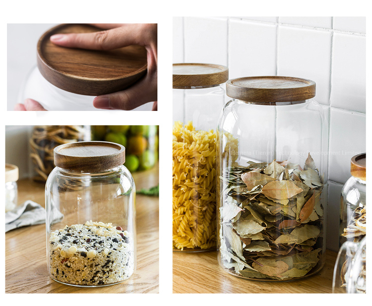 Large Size Borosilicate Glass Storage Jar with Sealed Acacia Lid