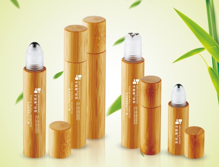 Natural Bamboo Cosmetic Glass 10ml Roll on Wholesale Perfume Bottles