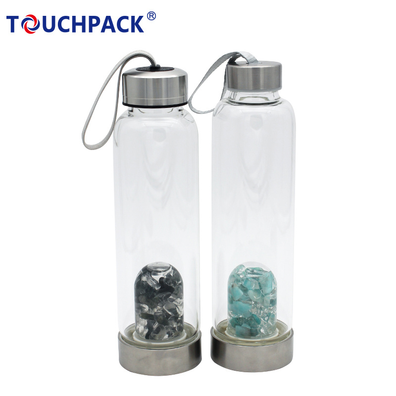 New Fashinal Custom Glass Water Bottle Crystal Infused Drink Bottle