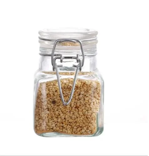 Food Packaging Toq Quality Round Shape Glass Spice Jars with Airtight Ss Clip Lids