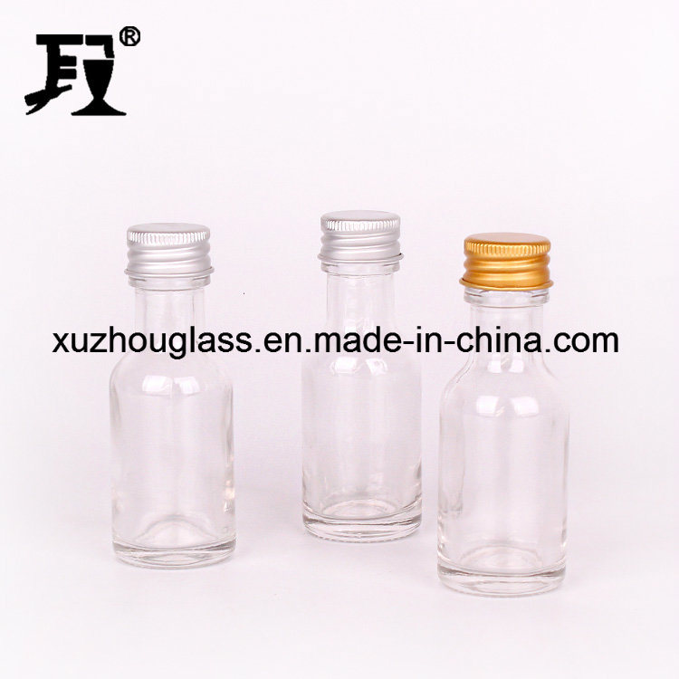 Small Glass Wine Bottle with Print and Plastic Lid