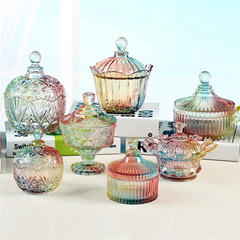 Colorful Glass Candy Jar Beautiful Gift Candy Jar European Style Glass Jar