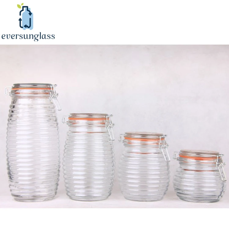 Clear Store Glass Jar Candy Jar with Clasp Cap