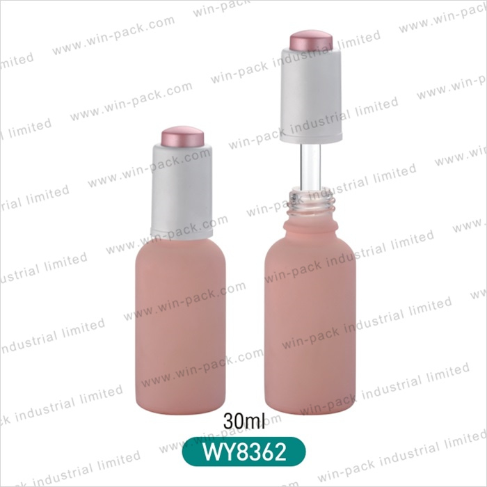 30ml Frosted Cosmetic Glass Dropper Lotion Bottles with Shiny White Button Cap