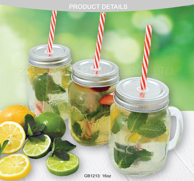 Wholesale 16oz Glass Mason Jars with Straw