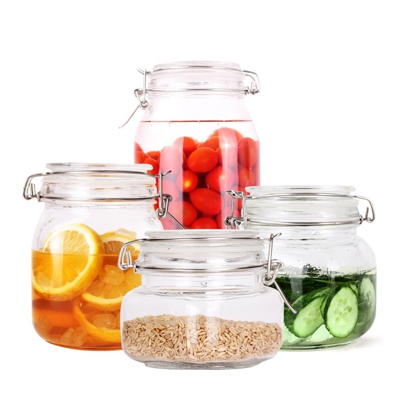 Wholesale Glassware Airtight Watertight Clasp Lid Glass Containers Jars in Bulk