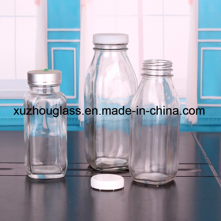 300ml Round Shape Glass Juice Bottles with Metal Lid Dh017