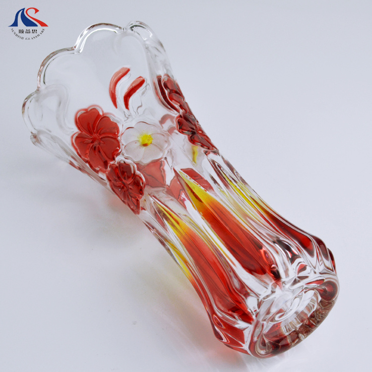 Stock Color Glass Decoration Transparent Colored Glass Vase