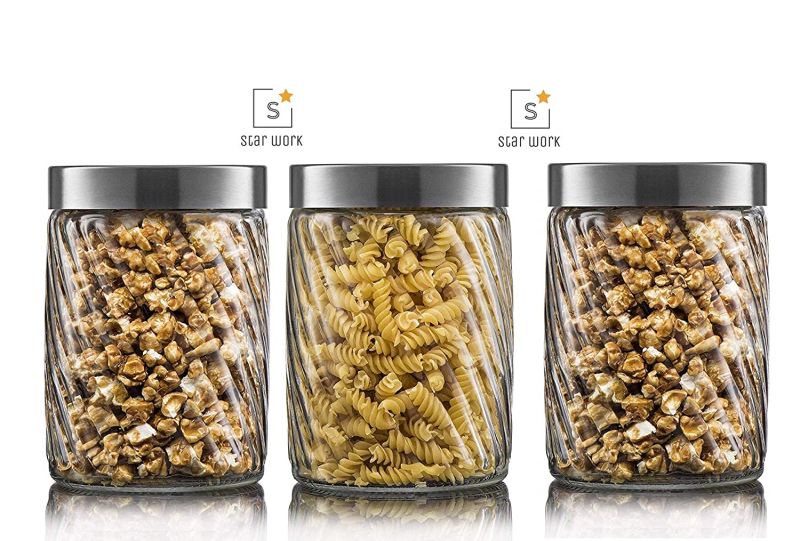 1500ml Glass Jar with Air Tight Lid Glass Food Storage Jars for Snacks