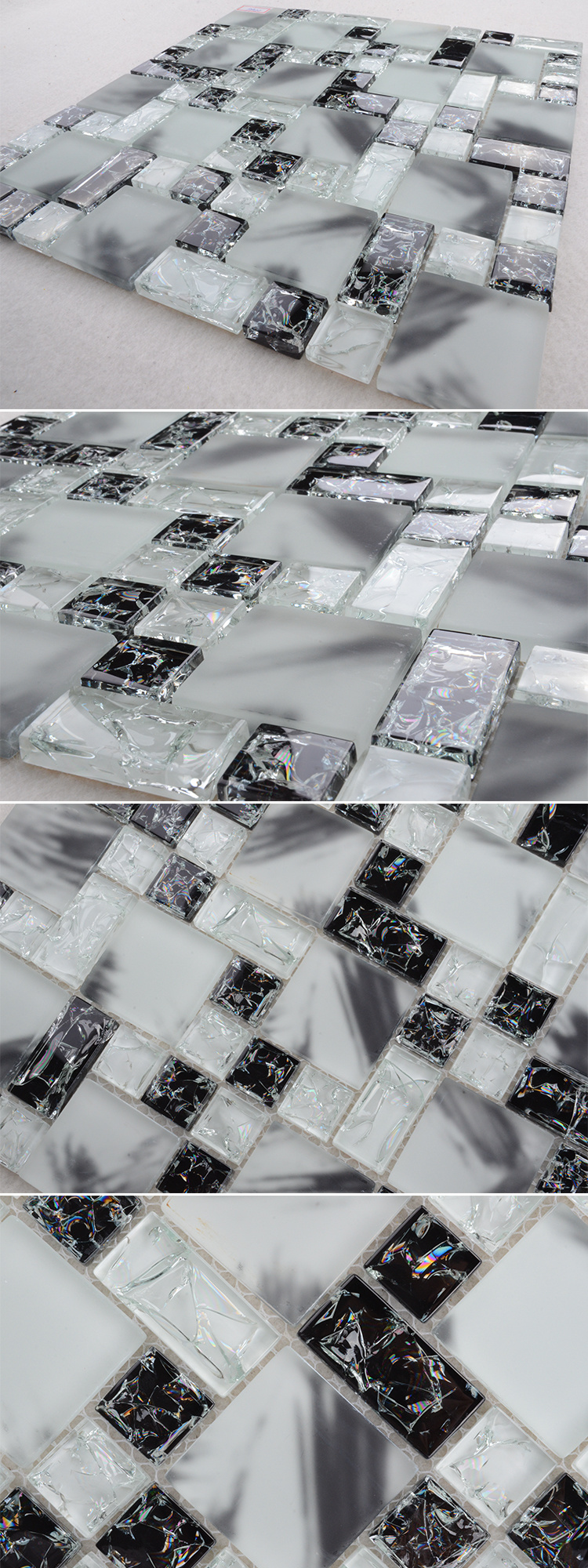 Wholesale Elegant Design Crackle Glass Mosaic Tile for Shower Walls