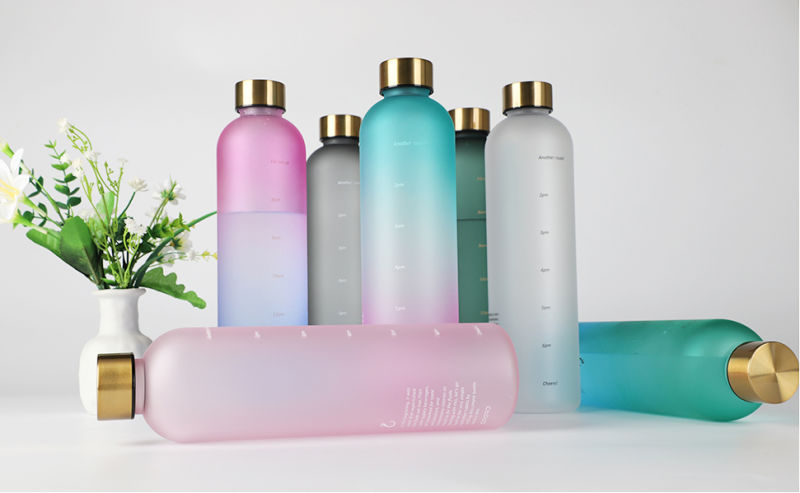 32oz Motivational Plastic Water Bottle with Time Marker to Drink