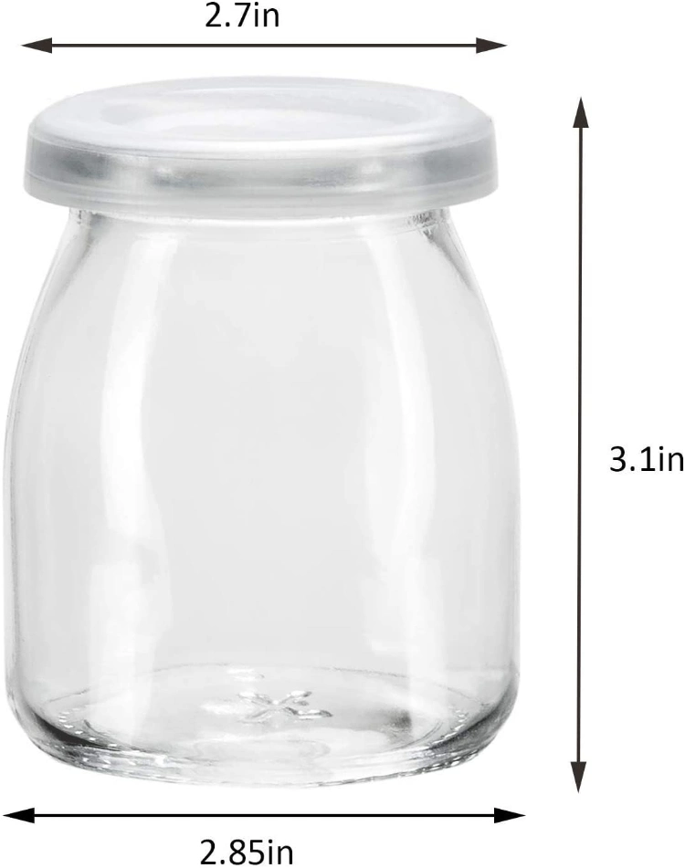 100ml 200ml Clear Glass Bottles with Pretty Black Lids Small Glass Jars for Yogurt Pudding