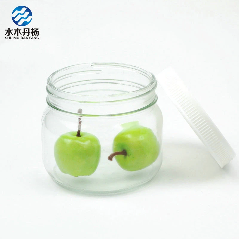 1000ml Factory Clear Food Storage Glass Jar with White Plastic Lid for Sale
