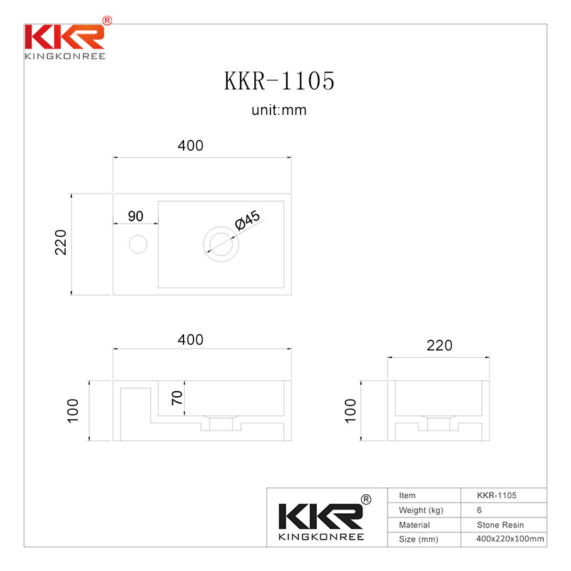 Decorative 100 Acrylic Deep Bathroom Wash Basin From Kkr