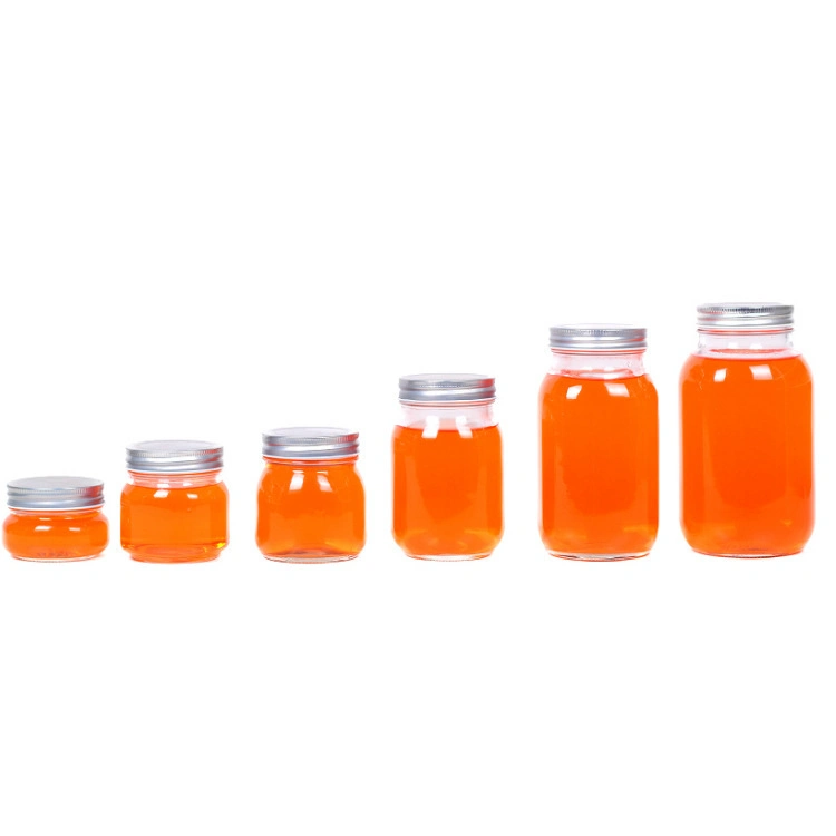 Wide Mouth 5oz 8oz 16oz 32oz Empty Clear Honey Glass Mason Jar Canning Food Storage Glass Jar with Lids